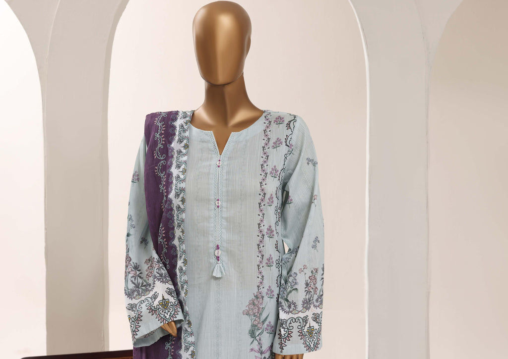 SADABAHAR Printed Lawn 3 Piece Ready-to-Wear Pakistani Suit – Powder Blue