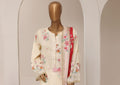 Sadabahar Printed Pret 3-Piece Stitched Lawn Suit with Contrast Crimson Dupatta - Cream Ivory