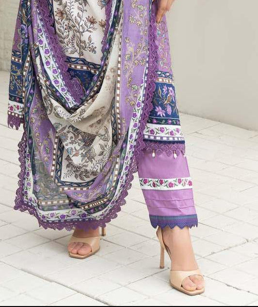 Gul Adhar Aarzoo Embroidered Premium Lawn 3-Piece Suit – Lavender Purple