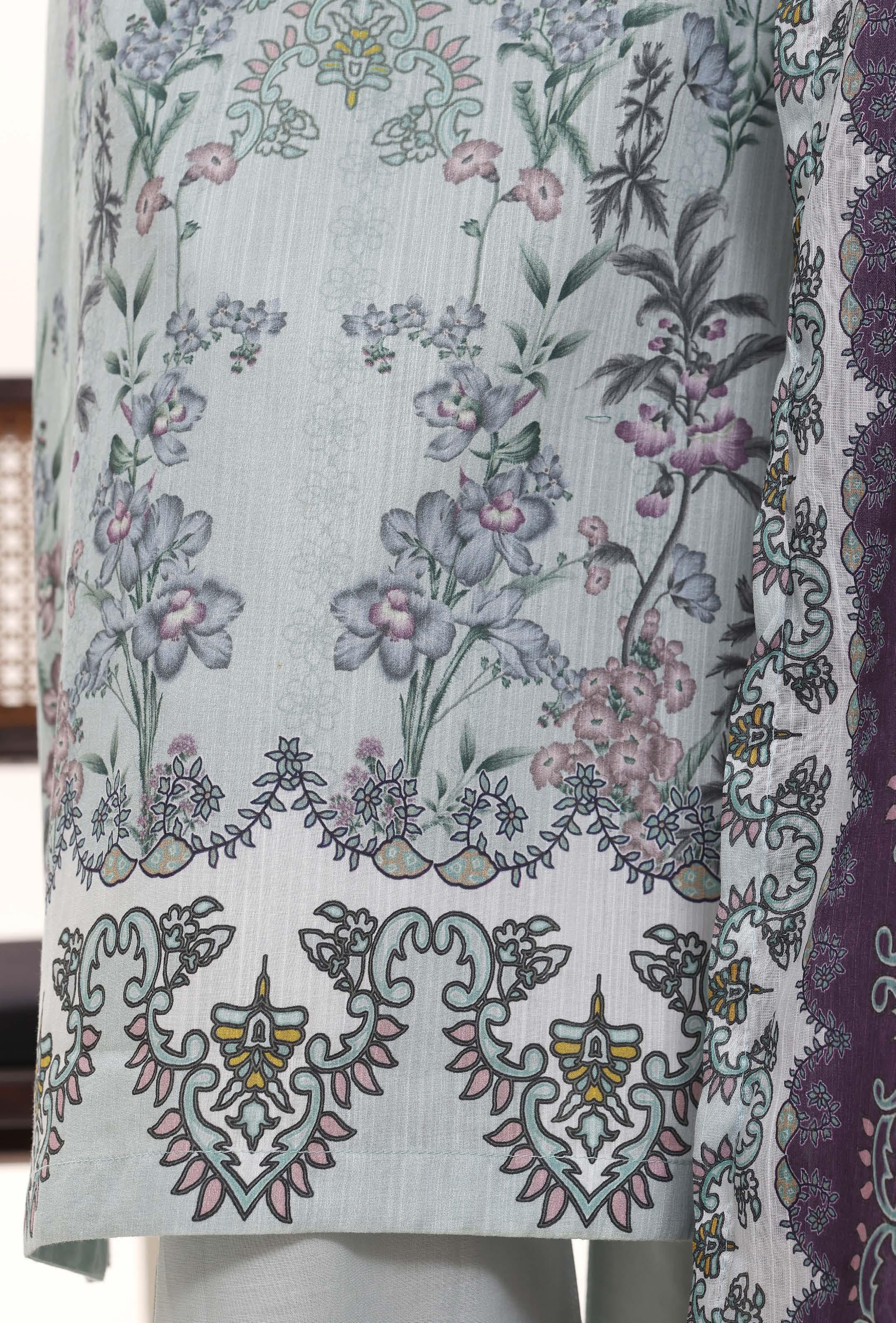 SADABAHAR Printed Lawn 3 Piece Ready-to-Wear Pakistani Suit – Powder Blue