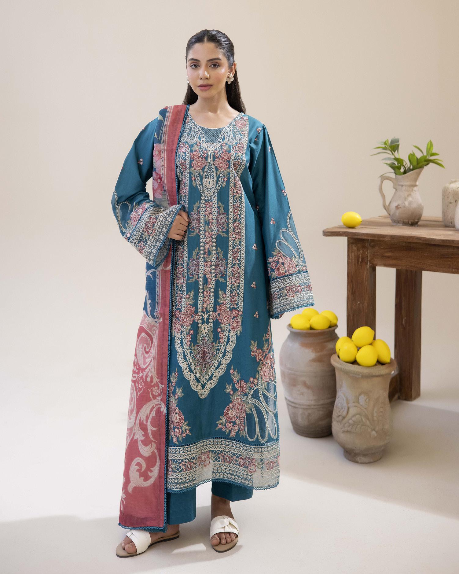 Adan's ALYA Luxury Ready-to-Wear 3 Piece Luxury Lawn Suit  New Launch EMERALD