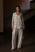 ETHNC Premium Off-White Floral Embroidered 3-Piece Stitched Luxury Suit - Off White
