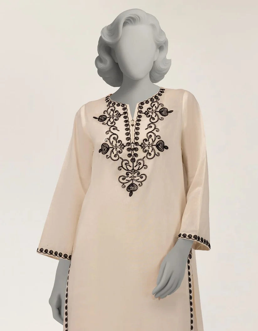 J. Lawn Embroidered Stitched 2-Piece Suit - Off-White