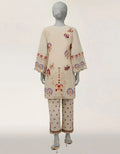 J. Lawn Embroidered Stitched 2-Piece Suit - Beige