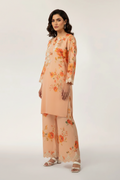J. Lawn Embroidered Stitched 2-Piece Suit - Peach